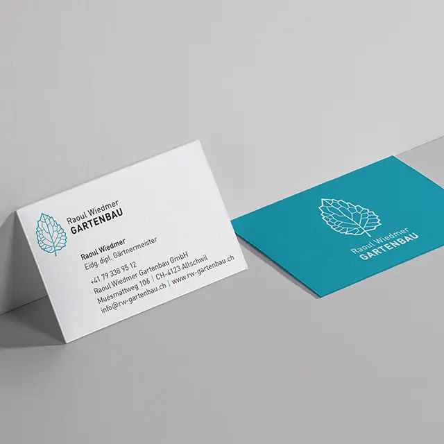 Visitenkarte für den Kunden Raoul Wiedmer Gartenbau aus Allschwil – Printmedien erstellen lassen Visitenkarte für den Kunden Raoul Wiedmer Gartenbau aus Allschwil – Printmedien erstellen lassen